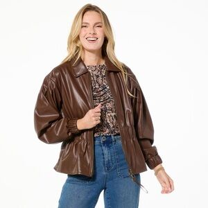 DG2 by Diane Gilman Chocolate Faux Leather Jacket